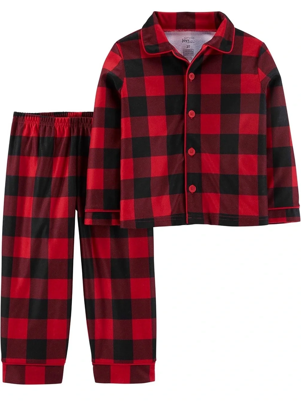 Carter's Red and Black Buffalo Plaid Fleece Pajama Set